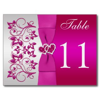 Double sided Pink, Silver Floral Table Number Card Postcard