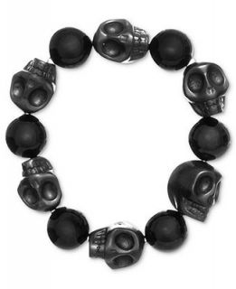 Stretch Bracelet, Onyx (261 ct. t.w.) and Dyed Black Howlite Skull Bracelet   Bracelets   Jewelry & Watches