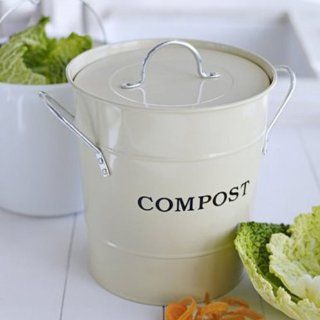M164 Cream Enamel Compost Bin   Cookware Accessories
