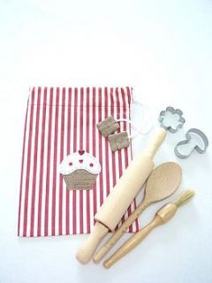 handmade children's baking set bag by ticketty boo