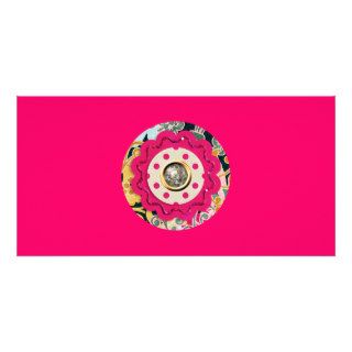 HOT PINK COLORFUL CIRCLE COLLAGE CRAFTS SILVER SPA PHOTO CARD TEMPLATE