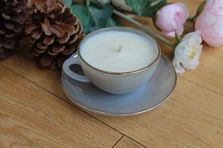 vintage blue/grey glass teacup candle by teacup candles