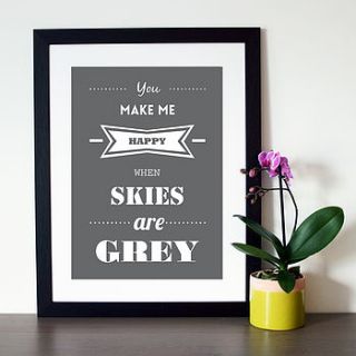 'you make me happy' song lyric print by hope and love