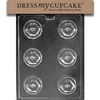 Dress My Cupcake DMCV161 Chocolate Candy Mold, Lips on a Cookie, Valentine's Day Candy Making Molds Kitchen & Dining