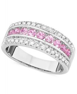 14k White Gold Ring, Pink Sapphire (9/10 ct. t.w.) and Diamond Accent   Rings   Jewelry & Watches