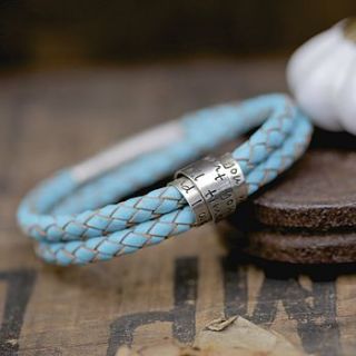 personalised aqua secret scroll bracelet by joulberry