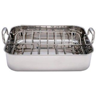 Chefs Secret Surgical Stainless Steel Rectangular Roaster With Rack Riveted Handles Kitchen & Dining
