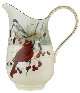 Lenox Winter Greetings Scenic Gold Banded Fine China Pitcher Kitchen & Dining