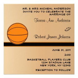Basketball Ball Sport Wedding Invitation Tan