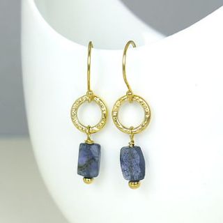 22 k gold plated iolite hoop earrings by begolden