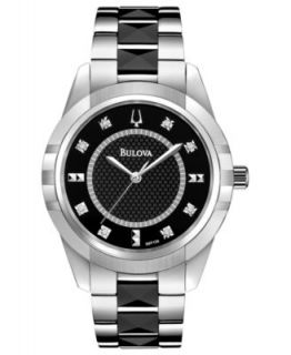 Bulova Womens Diamond Accent Stainless Steel Bracelet Watch 30mm 96P146   Watches   Jewelry & Watches