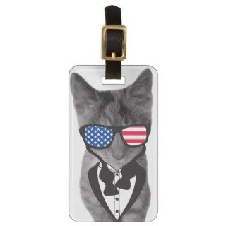 Funny Cat in a tuxedo with a bow tie Graphic Luggage Tag