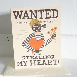 stolen my heart valentines card by lilac coast