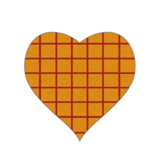 pd29 PLAID SQUARES ORANGE RED LINES  BACKGROUNDS T Heart Stickers