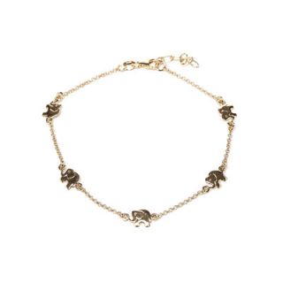 Sterling Essentials 14k Gold over Silver Dangling Heart Anklet