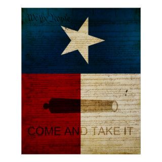 Texas State w/ Alamo Flag Poster