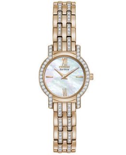 Citizen Womens Eco Drive Crystal Accent Rose Gold Tone Stainless Steel Bracelet Watch 22mm EX1243 53D   A Exclusive   Watches   Jewelry & Watches