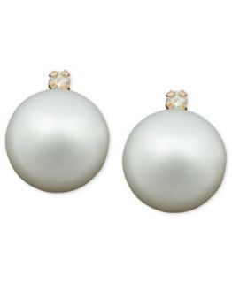 Belle de Mer Pearl Earrings, 14k Gold Cultured Freshwater Pearl and Diamond Accent Stud Earrings   Earrings   Jewelry & Watches