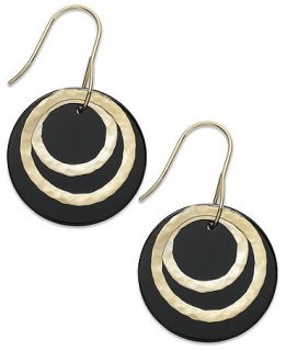 14k Gold Earrings, Onyx Bullseye Earrings (22mm x 35mm)   Earrings   Jewelry & Watches
