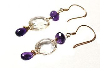 lemon topaz and amethyst gold earrings by prisha jewels