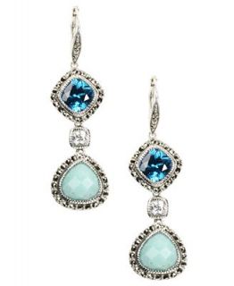 Judith Jack Earrings, Marcasite, Blue Spinel and Peruvian ite Linear Earrings   Fashion Jewelry   Jewelry & Watches