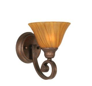Toltec Lighting 151 BRZ 509 Curl One Light Wall Sconce Bronze Finish with Tiger Glass Shade, 7 Inch   Ceiling Pendant Fixtures  