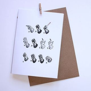 'delivered by hand' get well soon card by rsb designs