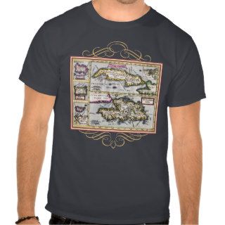 Antique Map of Cuba, Haiti, Dominican Republic T shirt