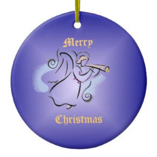 Angel With Purple Ribbon Christmas Tree Ornaments