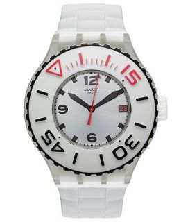 Swatch Watch, Unisex Swiss Blanca White Silicone Strap 44mm SUUK401   Watches   Jewelry & Watches