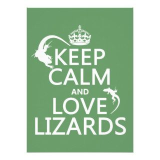 Keep Calm and Love Lizards   all colors Personalized Invitation
