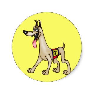 Racing Cartoon Dog Round Stickers