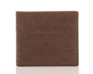 Coach Embossed Men's Bifold Signature Coin Wallet Tobacco Brown 74531 Shoes