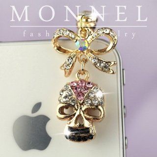 Ip145 Bling Skull Bow Anti Dust Phone Plug Cover Charm for Iphone Smart Phone Cell Phones & Accessories