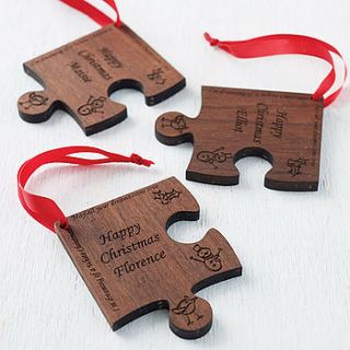personalised christmas jigsaw decoration by made lovingly made