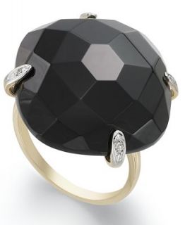 14k Gold Ring, Onyx and Diamond Accent Dome Ring (29 ct. t.w.)   Rings   Jewelry & Watches