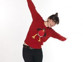 women's squeaky robin christmas jumper by woolly babs christmas jumpers