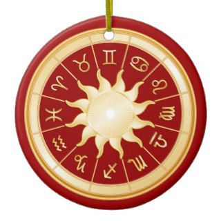 Red Zodiac Wheel 1 Christmas Tree Ornament