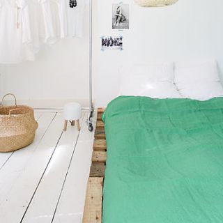 stonewashed linen duvet cover in mint by bodie and fou