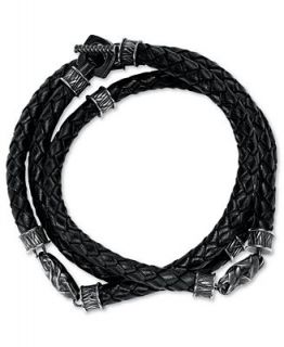 Triton Mens Stainless Steel Bracelet, Leather Wrap Bracelet   Bracelets   Jewelry & Watches