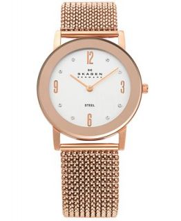Skagen Denmark Watch, Womens Rose Gold Tone Stainless Steel Mesh Expansion Bracelet 39LRR1   Watches   Jewelry & Watches