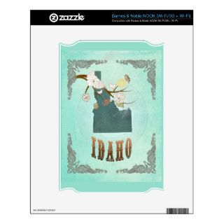 Modern Vintage Idaho State Map – Turquoise Blue Decals For The NOOK