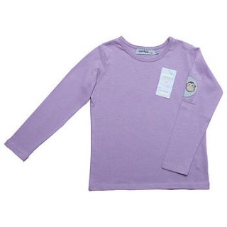 girl's organic long sleeve tee in lavender by monkey + bob