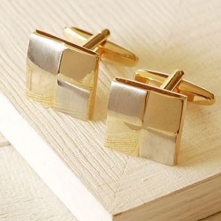silver and gold tile cufflinks by highland angel