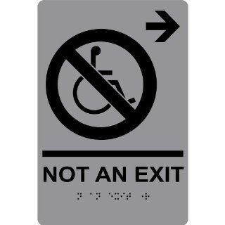 ADA Not An Exit With Symbol Braille Sign RRE 19616 BLKonGray Exit 