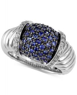 Balissima by EFFY Sapphire (3/4 ct. t.w.) and Diamond (1/10 ct. t.w.) Rope Ring in Sterling Silver   Rings   Jewelry & Watches