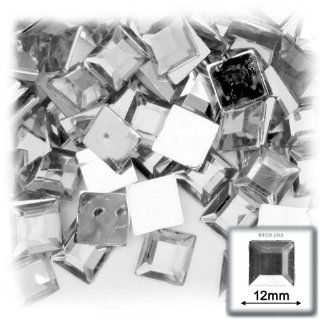 The Crafts Outlet 144 Piece Flat Back Loose Square Rhinestones, 12mm, Crystal Clear