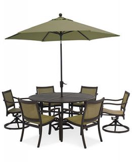 Lexford 7 Piece Aluminum Patio Set 60 Round Table, 4 Dining Chairs and 2 Swivel Chairs   Furniture