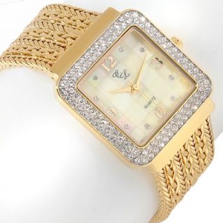 Colleen Lopez Pavé Crystal 7 Row Chain Link Bracelet Watch