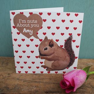 personalised 'i'm nuts about you' heart card by sparks living